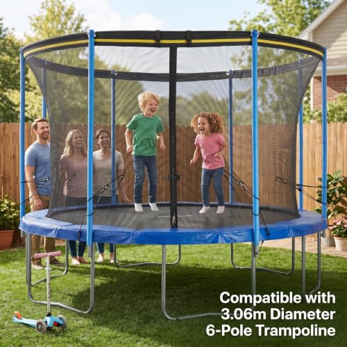 Red de trampolín de 10 pies con malla transpirable y cremallera para una máxima protección 5