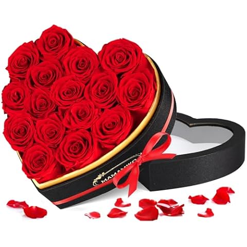 16 Forever Real Rose Heart Box Gift Cover