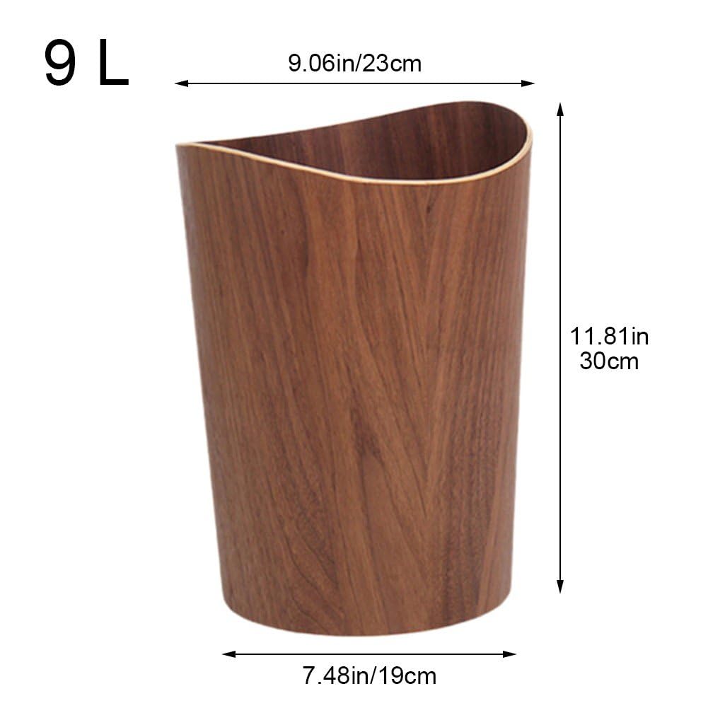 Bidone della Spazzatura in Legno Senza Coperchio 9 Litri Barile di Carta Straccia in Legno Massello Bidone della Spazzatura Vintage Cestino Rotondo Adatto per Bagno Cucina Soggiorno