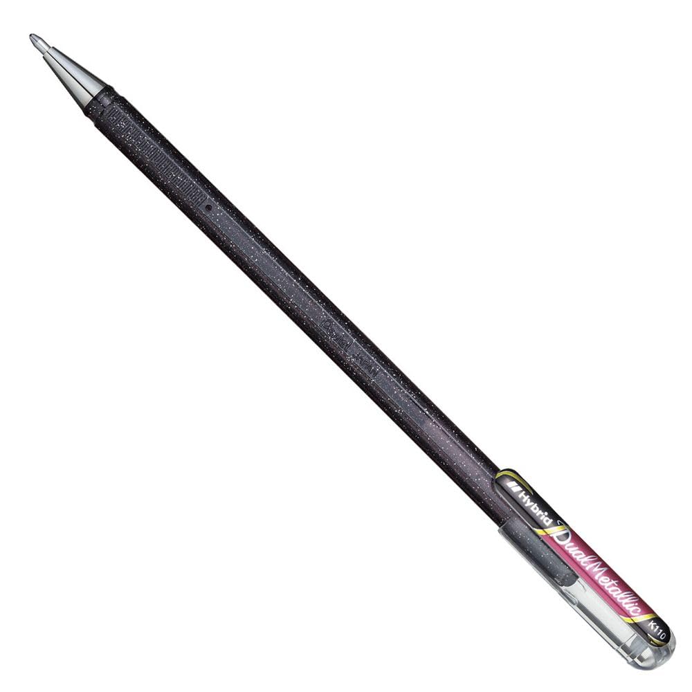 Pentel K110 Hybrid DualMetallic Gel Rollerball, 1.0mm Tip, Black/Metallic Red (Single Pen)