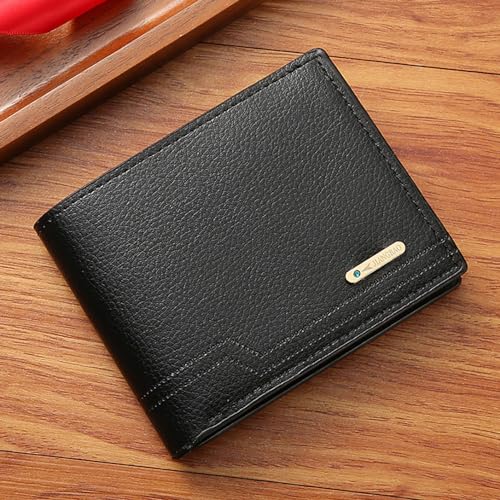 Image of Slim Wallet for Men with Coin Purse, Minimalist Wallet with Zipper, Bifold Mens Wallets with Credit Card Holder, PU Leather Men's Wallet with Money Clip, Carteras Para Hombres (Black L)