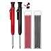 2 Pack Carpenter Pencils Mechanical Pencils with 12 Refills, Construction Pencils with Built-in Sharpener, Long Nib Deep Hole Pencil Marker, Heavy Duty Woodworking Pencil for Architect (2 Colors)