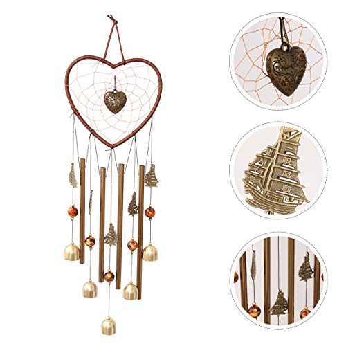 Yardwe Sinos de metal para pendurar música e sinos de vento em formato de coração para pátio, varand