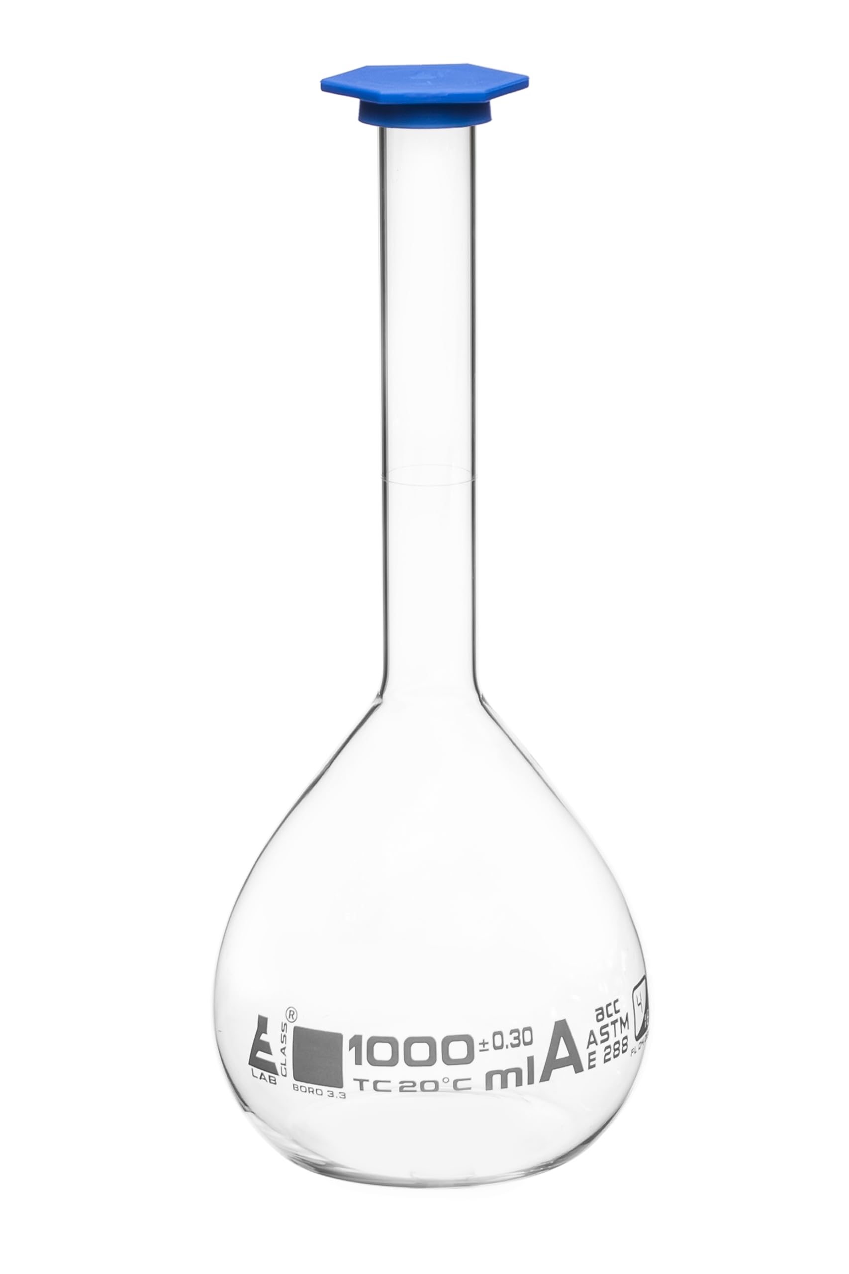 Bouteille volumétrique verre borosilicate 1000 ml récipient jaugé laboratoire Eisco Labs