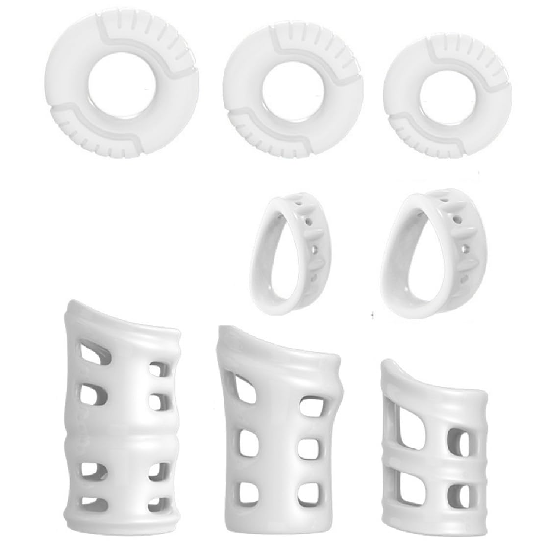 GOODLAND コックリング 包茎リング ペニスリング 6つの通気孔 8点セット 通気性100% 快適 昼间用＆夜間用 人気 男性用 アダルトグッズ 大人のおもちゃ (B)