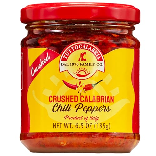 TUTTOCALABRIA Crushed Calabrian Chili Peppers in Glass Jar 6.5 oz (185 g)