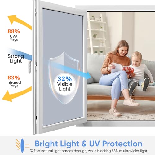 Image of SUNBABY Window Tint for Home, One Way Privacy Film Heat & UV Blocking, Static Cling No Glue Renter Friendly Cover for Home Bedroom, Office & Sliding Glass Door, 29.5 x 78.7 Inch with 3 Tools, Silver