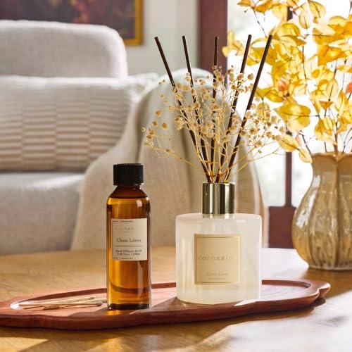 Image of COCORRINA Clean Linen Reed Diffuser Refill, 3.38 fl oz, 6 Reeds
