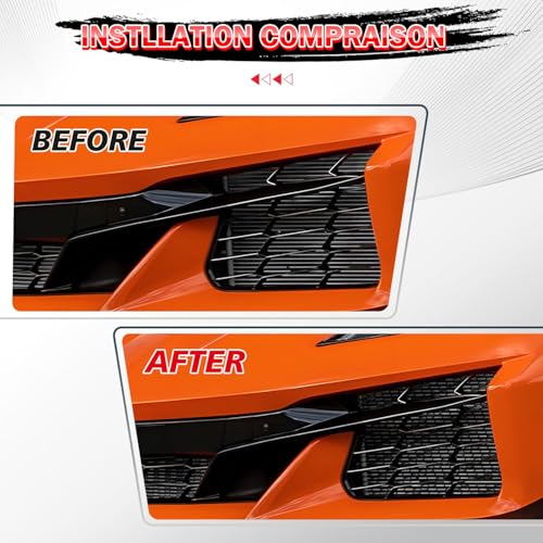 Image of 3PCS Black Front Bumper Radiator Grille Mesh Inserts for Corvette C8 Z06 2023+ /E-Ray 2024+, Aluminum Alloy Screen Guard Vent Protector Grille Cover Radiator Protection Accessories