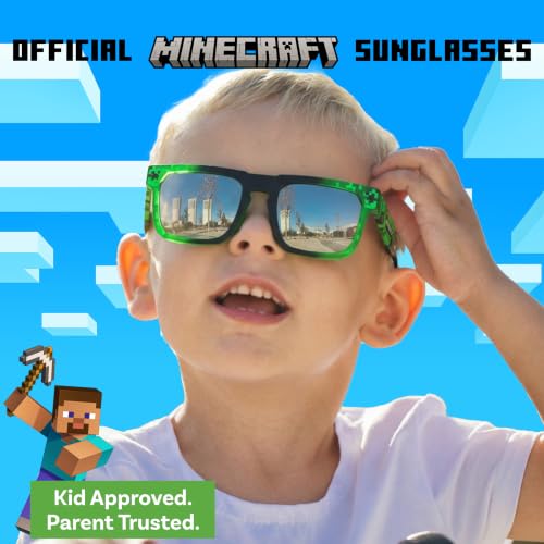 Image of ARKAID Minecraft Boys Sunglasses | Official Minecraft Gear | 100% UV Protection | Official Minecraft Boys Sunglasses and Sports Wraps | Impact Resistant | Gift Idea | Fits Most Kids