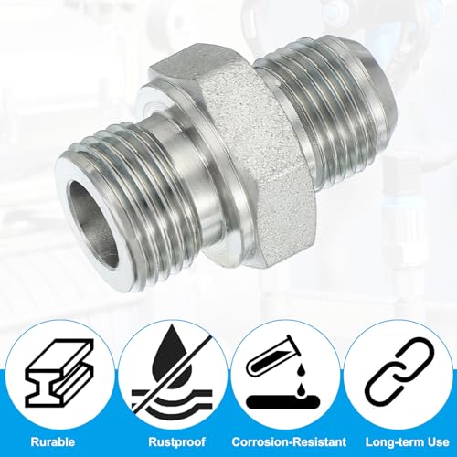 Image of PATIKIL Hex Reducing Nipple Connectors Pipe Adapter 3 /4 inch Male 37 Flare JIC x 1 /2 inch g Male, Pipe Fitting Reducer Nipple Adapter Plated Steel Hydraulic Fitting
