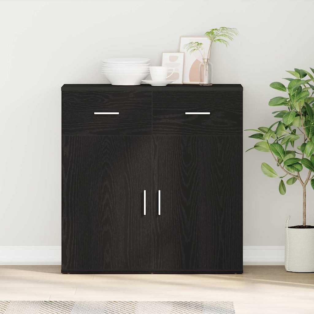 Credenza Rovere Nero 78 x 38 x 80 cm Legno Multistrato, Mobili,Armadietti e portaoggetti,Buffet e credenze, 28.45kg-871677