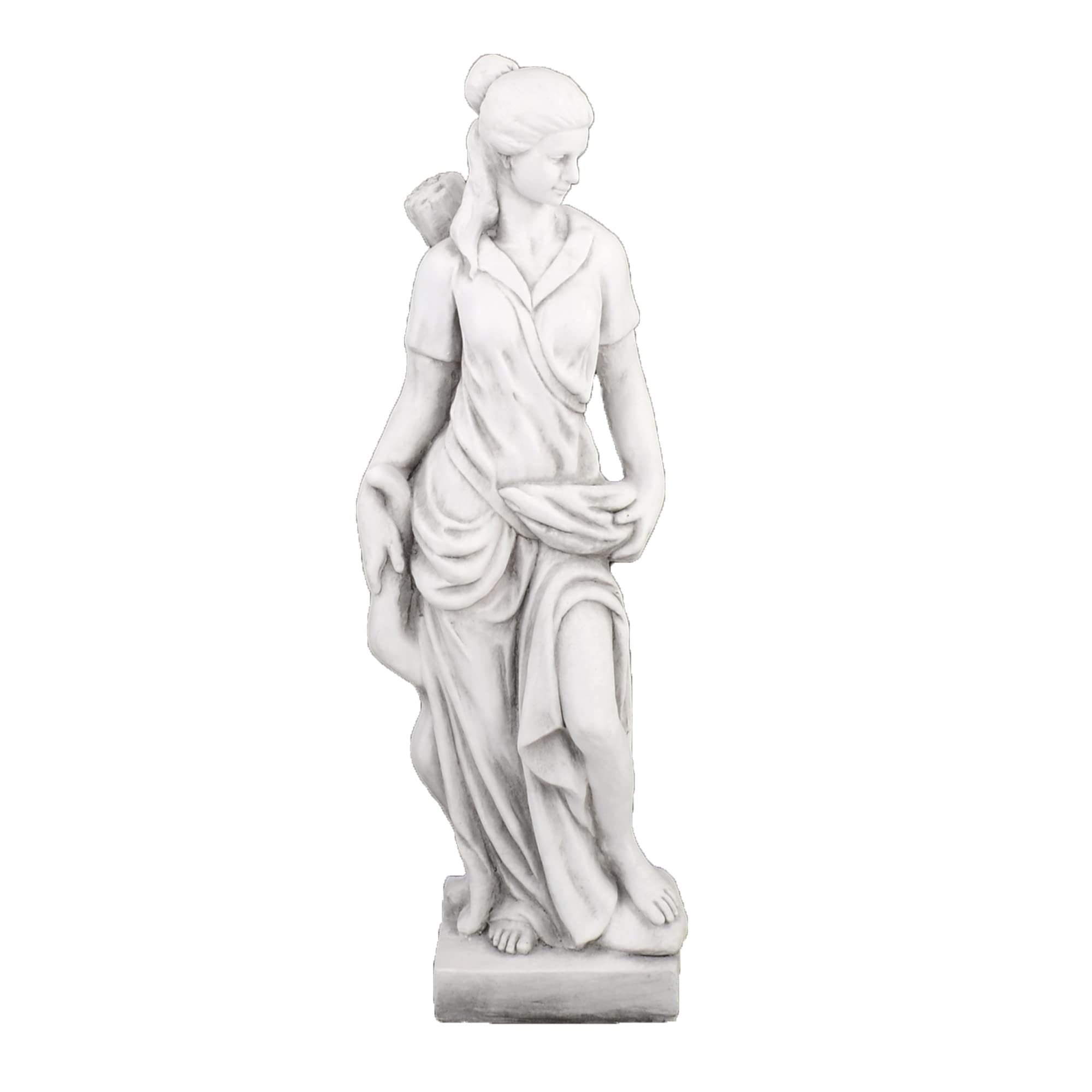 Solstice Sculptures Heidi Hunter Girl Garden Statue, Fibre-Clay, White Stone Effect, 85cm