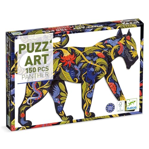 DJECO PUZZ'ART Panther Puzzle Panthère (150 Pièces) - Dès 6 Ans - Puzzle Carton Silhouette - Développe la Créativité - Poster Inclus - Qualité...