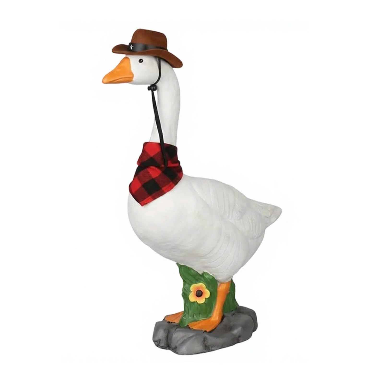 ohfruit 12.8in Resin Goose Statue, Cement Finish Lawn Ornament for Garden Porch, Weatherproof Farmhouse Patio Animal Sculpture Gift A