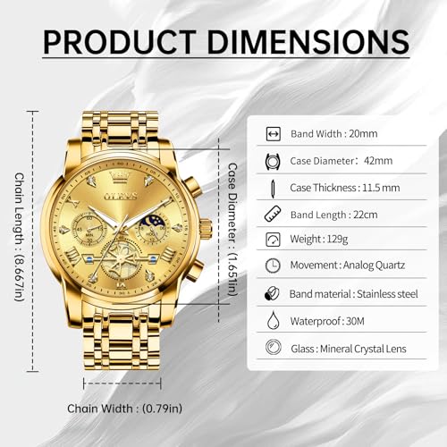Image of OLEVS Watches for Men Luxury Dress Stainless Steel Waterproof Chronograph