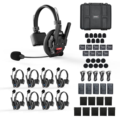 Synco Auriculares De Intercomunicación Inalámbricos, Xtalk Xpro9 2.4ghz 24h 500m Auriculares Sistema De Comunicación Dúplex Completo Para 9 Personas Synco Auriculares De Intercomunicación Inalámbricos, Xtalk Xpro9 2.4ghz 24h 500m Auriculares Sistema De Comunicación Dúplex Completo Para 9 Personas