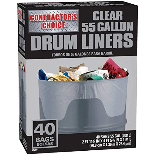 Contractors Choice Contractor 40-Pack 55-Gallon Clear Plastic Construction Trash Bag