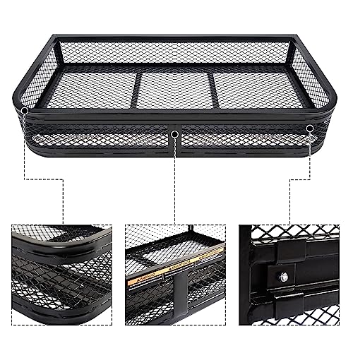 ORCISH Heavy Duty ATV Front Cargo Basket, 17" W x 36" L x 6" H Racks and Baskets with Steel Mesh Surface, Include Mounting Kit, ATV Storage Cargo Box Attachments for Luggage Carrier