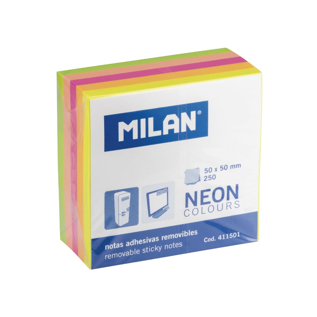 Karteczki Milan samoprzylepne kostka neon 50 x 50 mm: 411501