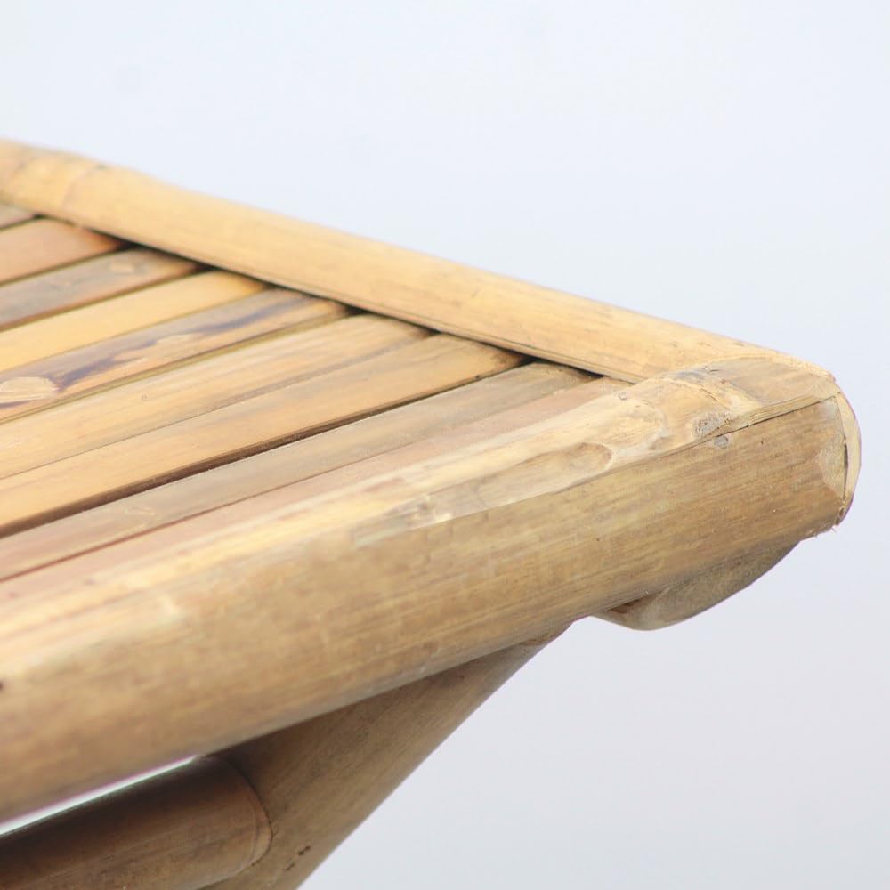 Brigros - Tavolino in Bamboo da Esterno e Interno, Tavolo Basso Naturale Coordinato con Lettino, Salvaspazio per Giardino Terrazzo Balcone, 39x39x32 cm