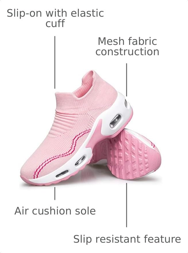 Image of DOUSSPRT Womens Walking Shoes Slip on Sock Sneakers Lady Girls Nurse Mesh Air Cushion Platform Loafers Fashion Casual