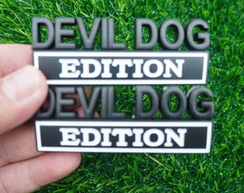 Image of 2pc Devil Dog Edition Emblem 3D Dog Edition Fender Tailgate Badges Bumper Decal Sticker Nameplate for Universal Vehicle, Car, Truck, SUV Motorcycle Accessories Decoration (Black White)