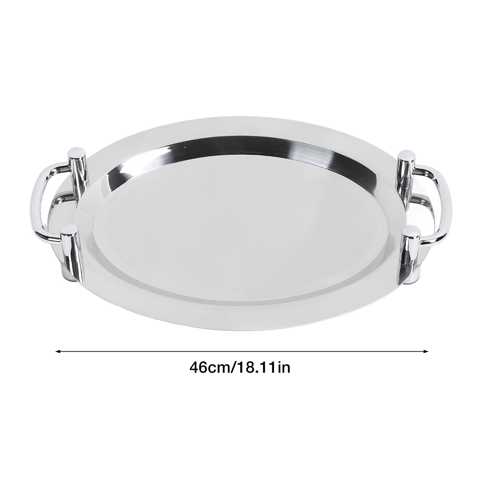 Plato de Buffet de Acero Inoxidable, Bandeja para Servir con Acabado de Espejo y Asa para Hoteles, Restaurantes, Banquetes y Recepciones de Bodas (Forma de huevo (longitud 46 cm/18,11