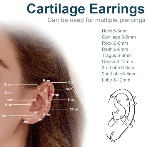 4 Pcs Hoop Earrings Set: Dainty Stud Earrings Trendy Small 14K Gold Plated Hypoallergenic Dangle Cartilage Earrings for Women Gold Jewelry for Women Gifts4