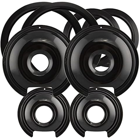 Range Kleen P1056RGE8 Style D Black Porcelain 4-Pack Drip Pans and 4-Pack Trim Rings for GE/Hotpoint Cover