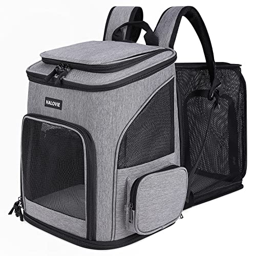 HALOVIE Pet Carrier Backpack Expandable for Cats Dogs Under 18 LB, Breathable Mesh Cat Backpack Carrier Bag, Foldable…