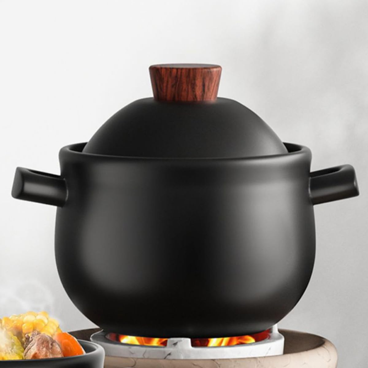 Pentola in Ceramica per Stufati 1.8l con Doppio Manico, Casseruola Antiaderente per Fornello a Gas, Pentola per Cucinare Zuppa e Bibimbap in Casa, Resistente al Calore e Facile