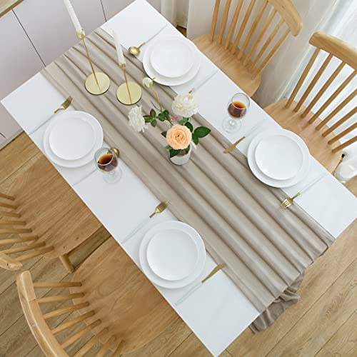 CHUQING Tischläufer Chiffon Hochzeit Tischdeko Tischdecke Kamel – Ansicht 3
