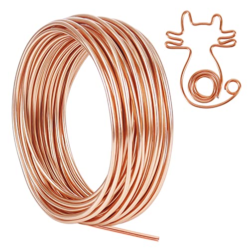 Image of Tenn Well 50ft 9 Gauge 3mm Aluminum Wire Copper Tone Bendable for Plants | Craft wire for jewelry making, gardening, sculpting
