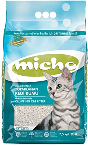 Micho 天然 ベントナイト 猫砂 固まるタイプ【猫用トイレ砂 ベントナイト無香料・細かめ】《高い消臭力/高い液体吸収能力/匂いに敏感な猫に 猫 猫砂 消臭 安全 高級 プレミアム ミーチョ