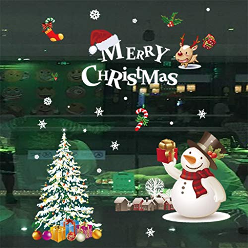 CapsA Christmas Wall Sticker Santa Claus Window Stickers Removable Wall Decals DIY Home Decor Glass Door Decal Showcase Stickers Decoration for Christmas New Year (D)