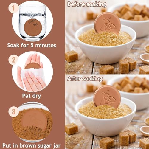 2 Pack Terracotta Brown Sugar Saver Bee, Reusable Brown Sugar Keeper Disc to Maintain Food Moisture, Multiple Uses for Food Storage Containers - 4