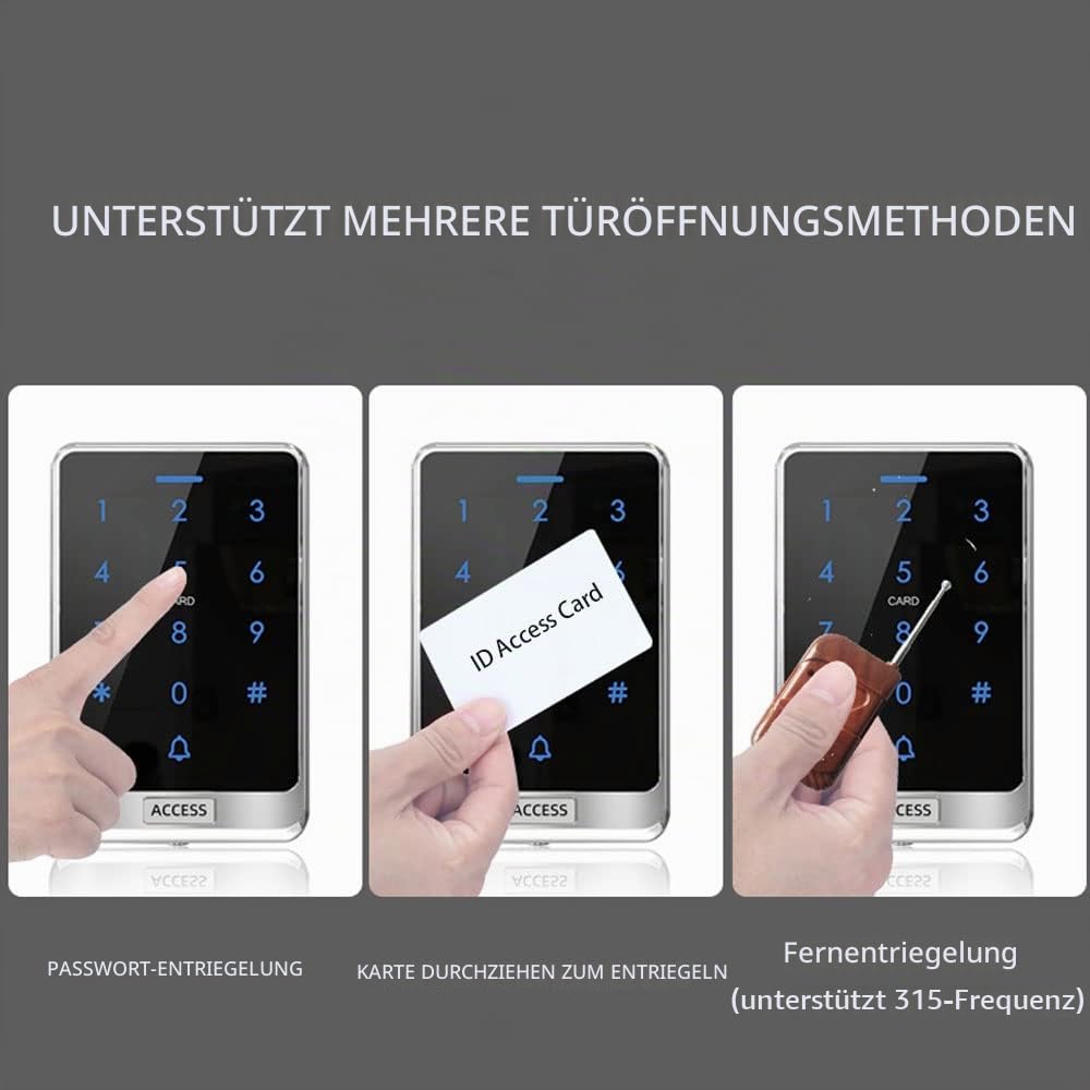 YAVIS Kompletter Satz des Wasserdichten RFID-Touchscreen-Zugangskontrollers IP68180KG elektromagnetisches Schloss, DC 12V 3A Netzteil, Ausgangstaste, 10 Schlüsselanhänger X13