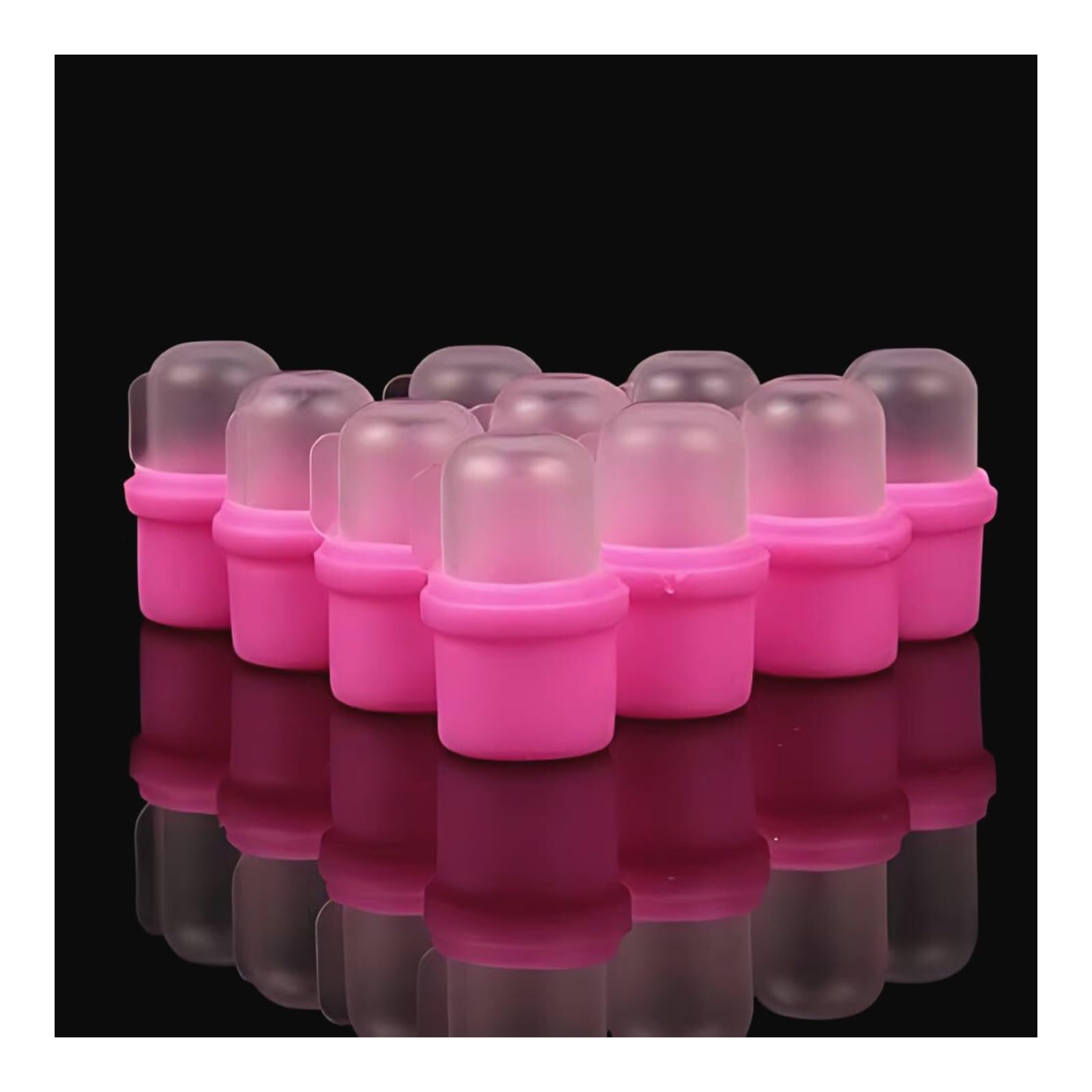 Professional Acrylic Artificial Nail Art Soak Off Cap UV Gel Polish Remover Cleaner Wrap Nail Soaking Hat Makeup Aid Tools 10Pcs Pink