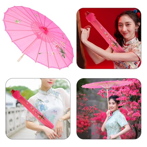 Sombrilla asiática de seda clásica SHOWERORO parasol rosa ligero de danza bodas 7