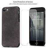 TENDLIN Kompatybilny z iPhone SE 2020 etui / iPhone 8 / etui do iPhone 7 wykonane z materiału Alcantara z hybrydowym wygodnym smukłym etui (brązowym)