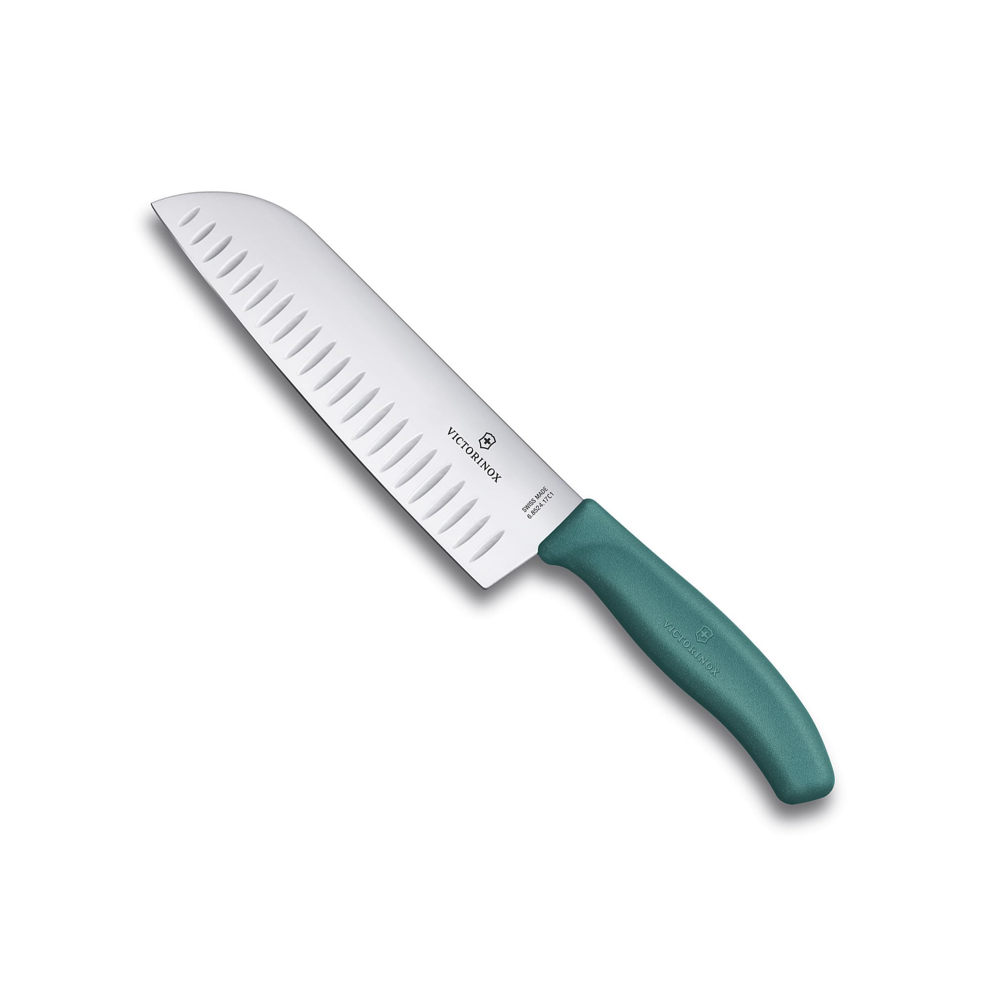 Victorinox Swiss Classic Santoku Knife, 17 cm Fluted Edge, Green