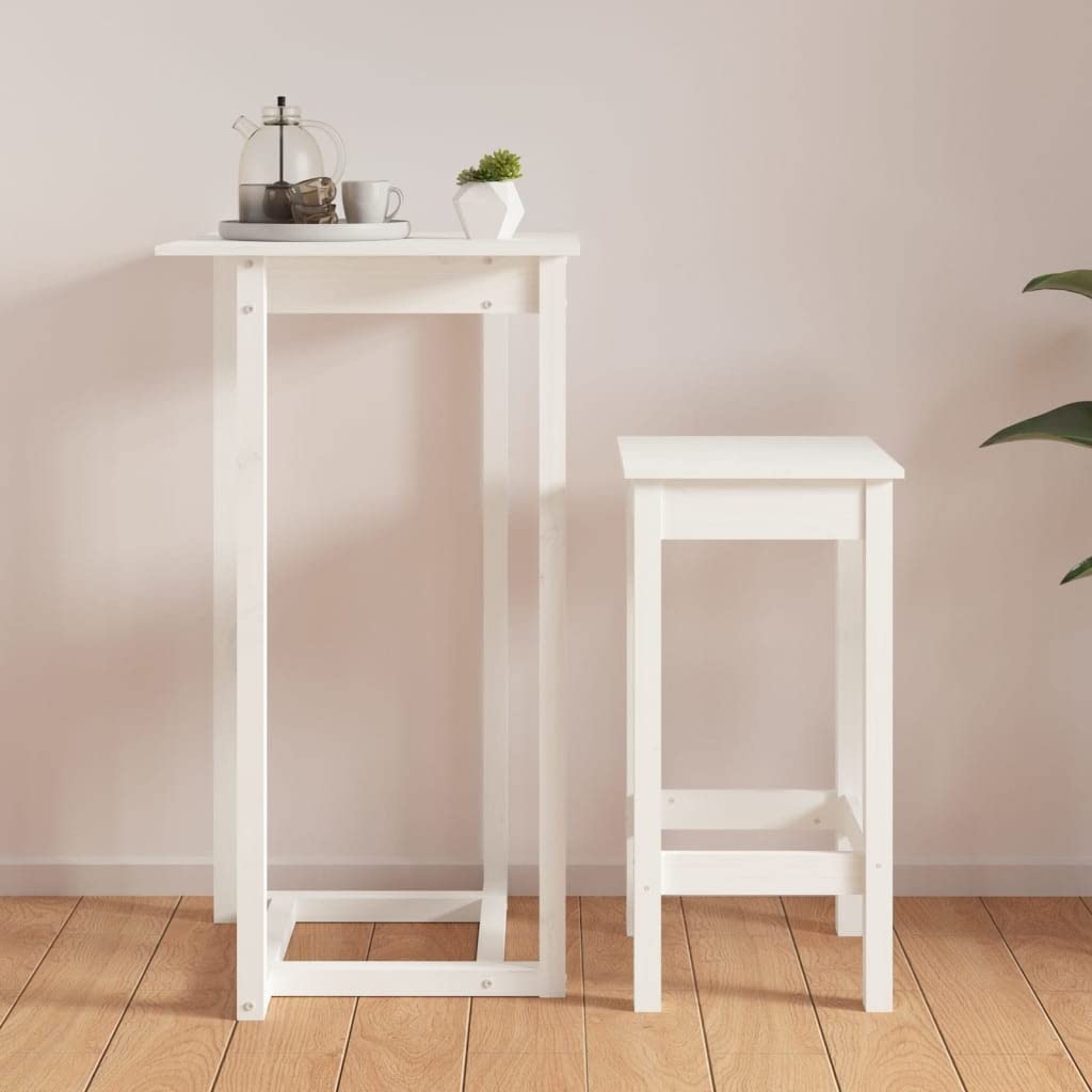 Stolik barowy biały 60 x 60 x 110 cm lite drewno sosnowe