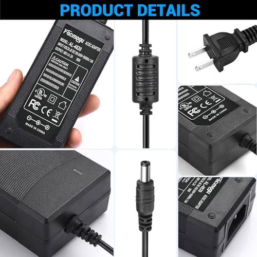 Image of Facmogu 48V 2A Power Supply Adapter, AC 100-240V to DC 48V 2A Transformer Interface 5.5x2.5mm & 5.5x2.1mm Plug, 96W Adapter US Plug for Stereo Receiver Hi-Fi Home Audio Class D Integrated Amp