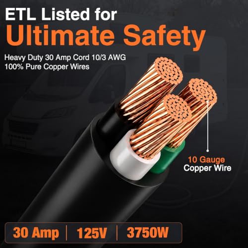 Image of Nilight 50FT 30 Amp RV Extension Cord with Adapter 10 /3 Gauge TT-30P