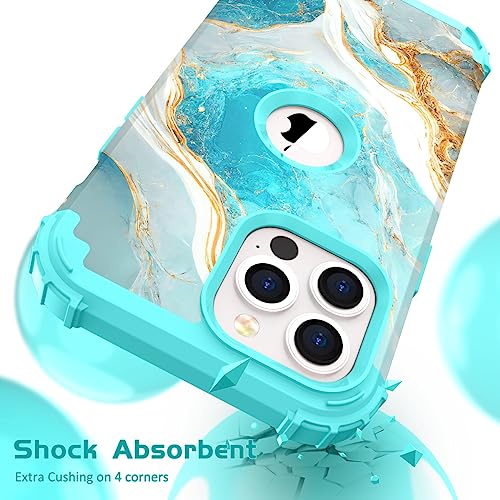 Image of Hocase for iPhone 13 Pro Max Case, Heavy Duty Shockproof Protection Soft Silicone Rubber Bumper+Hard Plastic Hybrid Protective Case for iPhone 13 Pro Max (6.7 inch) 2021 - Teal
