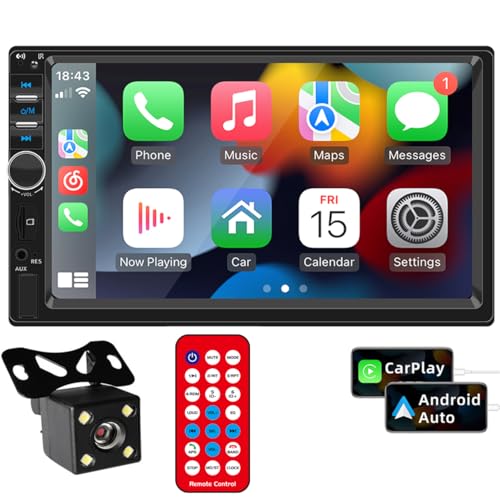 GOFORJUMP 2 DIN Car Radio Carplay Android Auto con 4LED 7' Double DIN Auto Stereo Multimedia MP5 Player Bluetooth USB Backup Monitor autoradio