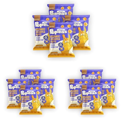 Image of Nourish Organics Vegan Parmesan Protein Puffs | 12g Plant Protein per Pack | Baked, Not Fried | Chickpea, Brown Rice & Maize-Based | Cashew & Nutritional Yeast Seasoning | No Maida, No Palm Oil | Gluten-Free Savoury Snack | 60g (Pack of 12)