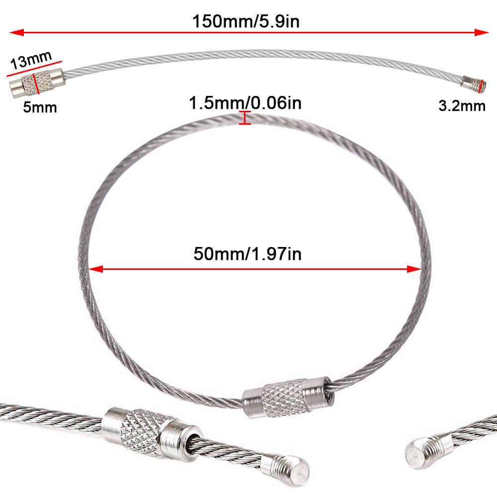 CNYMANY Lot De 30 Porte-clés En Fil Métallique De 2 Mm Avec Connecteur SS Pour étiquettes D