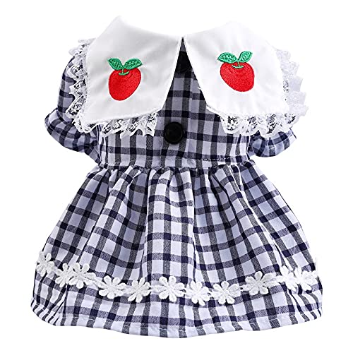 KUTKUT Lace Collar with Red Apple Checkered Print Dress for ShishTzu, Pug, Poodle & small dogs and cats (Size: L, Chest: 45cm, Back Length: 35cm) (B09B56YSJT) Amazon Price History, Amazon Price Tracker